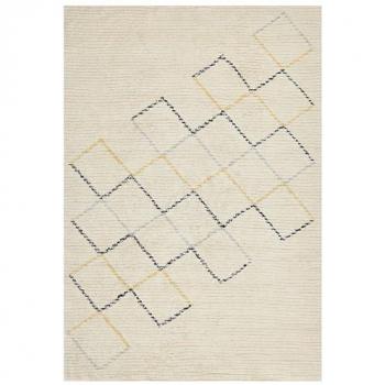Alfombra de Algodón Beige 160 x 230 cm Diseño Minimalista Tejido a Mano Patrón Geométrico