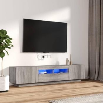 vidaXL Mueble para TV con luces LED 180x35x40 cm, Mueble de Salon, Mueble TV, Mesa de TV, Set muebles TV con LEDs 2 pzas madera contrachapada gris Sonoma