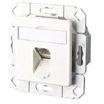 Toma de Conexión de Datos RJ45 E-DAT C6 1 Puerto Bajo Placa Blanco Puro RAL 9010