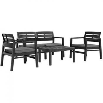 4-Piece Anthracite Plastic Outdoor Lounge Set