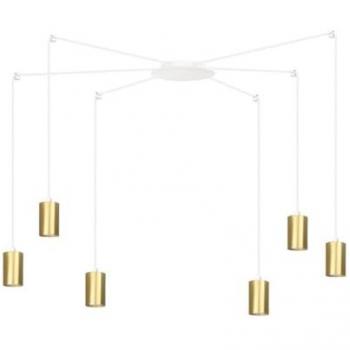 Lámpara de Suspensión Traker EPIKASA, Acero con Recubrimiento de Polvo, Blanco y Oro, 300x300x14 cm