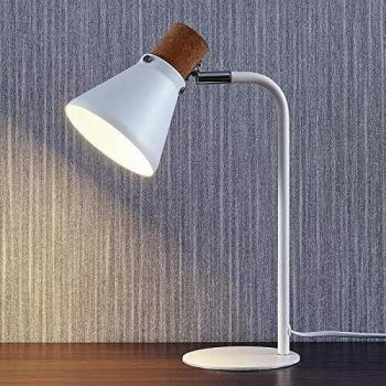Lámpara de mesa Silva blanca con decoración de corcho, 32 cm, estilo escandinavo