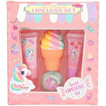 Juego de Brillo de Labios Aromatizados para Niñas - Sabor Fresa, Manzana y Cola