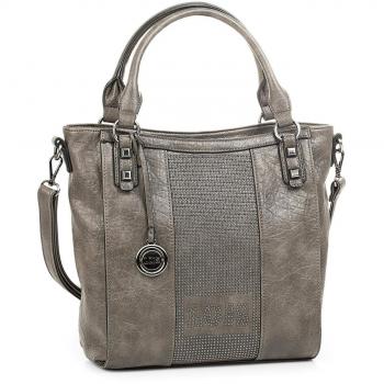 Lois - 94781 Bolso Tipo Shopping. con Doble asa y Bandolera Ajustable. Cierre con Cremallera. Bolsillo detrás Cremallera. Piel sintética Polipiel, Color Taupe