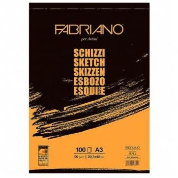Bloc de dibujo espiral A3 Fabriano 90g/m² con 100 hojas