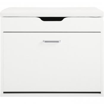 Banco Zapatero SoBuy FSR95-W con asiento plegable, color blanco, dimensiones 60 x 30 x 50 cm, incluye 1 solapa y cojín acolchado de asiento