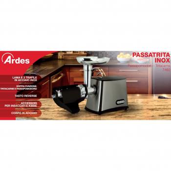 Tritacarne y Passapomodoro Eléctrico AR7460 - 500W, Acero Inoxidable, Función Reverse