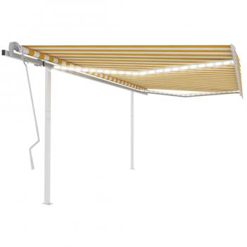 Toldo retráctil manual Day and Night 4x3 m con LED amarillo y blanco