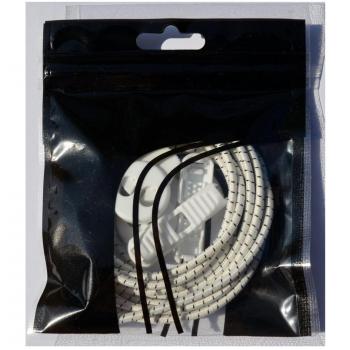 Shoe Laces, cordones elásticos para zapatos deportivos, Allacciatura Veloce con sistema autoajustable con tope, BIANCO/PUNTINI NERI