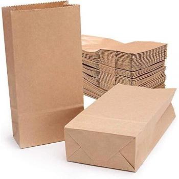 meridy Bolsa de Papel Kraft Marrón,para Guardar Comida Bolsas de Regalo de Bricolaje para Navidad/Bodas/Fiestas de Cumpleaños/Mercados/Cafeterías/Tiendas de Comida para Llevar 32x18x11cm 50PCS