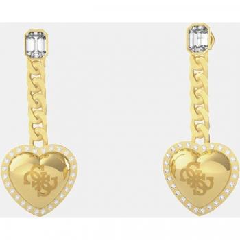Guess - Pendientes That's Amore Corazón de acero dorado y cristal