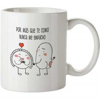 Planeta Gifts Taza San Valentín Croqueta y Empanadilla, Cerámica, Blanco, 8x10x10 cm