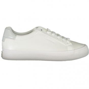 Calvin Klein Women's Vulc Lace-Up Nano Fox Leather Sneakers - Elegant White with Contrast Detailing, Size 6 US