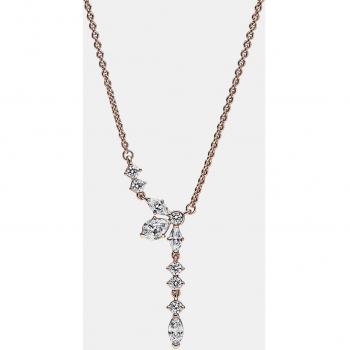 Pandora Rose Timeless Sparkling Herbarium Cluster Necklace 14k Rose Gold with Zirconia