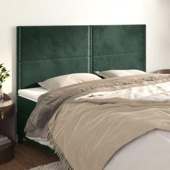 Cabeceros de terciopelo verde oscuro 80x5x78/88 cm - Set de 4 unidades