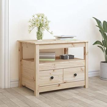 Mesa de centro de madera maciza de pino 71x49x55 cm Natural, Gris, Marrón miel Mesita de Salón o Comedor o Auxiliar Mesa de Café Meuble Salón