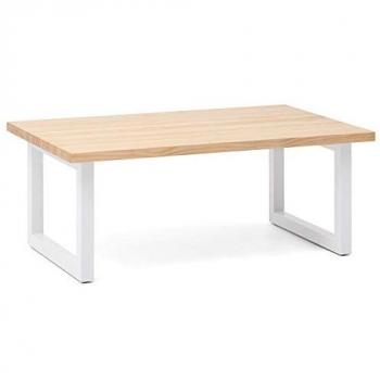 Mesa Centro iCub Strong Eco 140x50x43cm Blanca Madera Acabado Natural Estilo Nórdico Industrial
