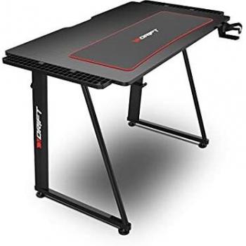 Drift DZ75 Gaming Desk - Carbon Fiber Finish, Adjustable Legs, Headphone and Cup Holder Support, 110x60cm