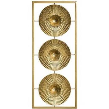 Decoración de pared metálica dorada - 25 x 61 cm - Redonda