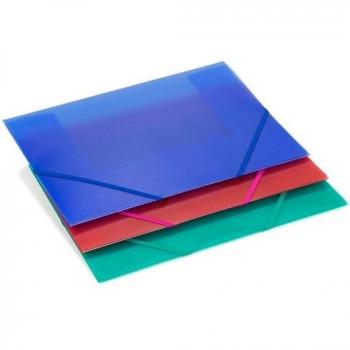 Carpeta de 3 solapas con gomas tamaño folio de polipropileno translúcido color rojo (Pack de 10 unidades)