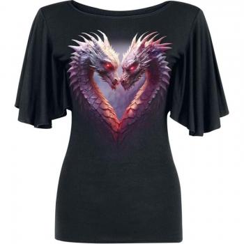 Spiral Heart Of Dragon Gothic T-Shirt for Women - Black - Sizes S to 4XL