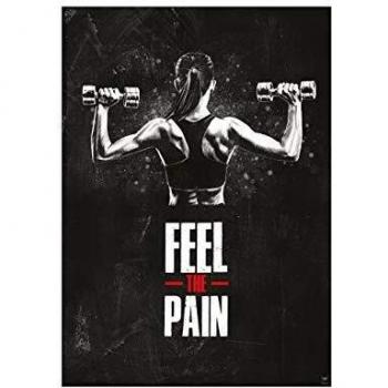 GREAT ART Poster motivacional 59.4 x 42 cm - formato A2 póster de fitness para el gimnasio, apartamento y sala de entrenamiento - citas motivacionales - feel the pain - no.7