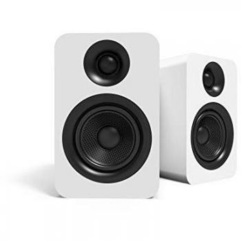 Kanto YU Passive 4 Bookshelf Speakers with Silk Dome Tweeter and Tilted Stands, Matte White