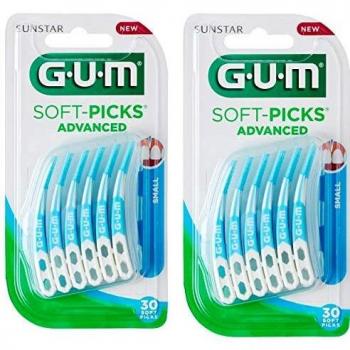 Gum Soft-Picks Advanced 30 Pieces with Travel case Small, Pack of 2