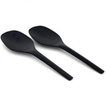Biobu by EKOBO 36325 gusto DUO cubiertos para servir ensalada, 27 x 7,7 x 1 cm, negro