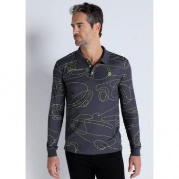 Polo estampado de manga larga gris Bendorff para hombre