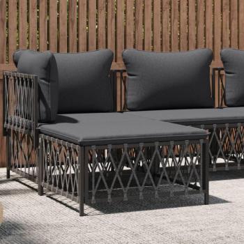 vidaXL Anthracite Woven Fabric Garden Footstool with Cushion