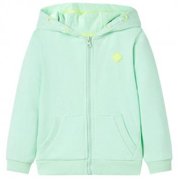 Sudadera infantil con capucha y cremallera verde brillante 104