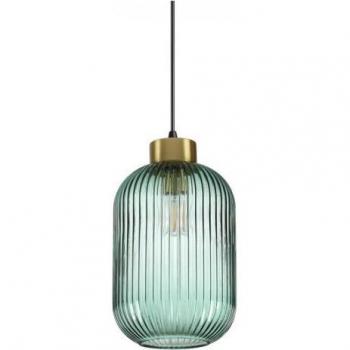 Lámpara colgante de techo Mint-1, cúpula de vidrio verde claro, 1 bombilla E27, altura 29,5 cm
