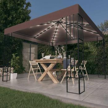 Carpa Cenador de Jardín con Luces LED 3x3 m Taupé