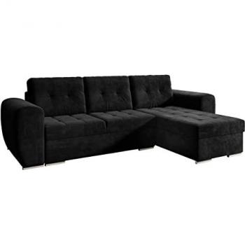 Sofá rinconero Muncie 109, con función de descanso y caja de ropa de cama, dimensiones 256 x 97 x 157 cm