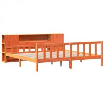 Cama con Estantería Sin Colchón Madera Maciza Marrón 180x200 cm Super King