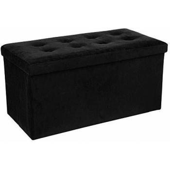Puf Plegable Doble Lysandre para Salón y Comedor, Color Negro 76x38 cm, Práctico y Decorativo