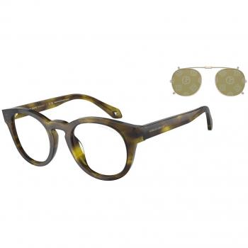 Giorgio Armani AR8190U Clip-on Prescription Sunglasses for Men - Green Striped Acetate Panthos 46mm