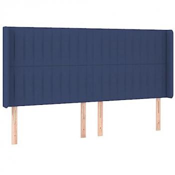 Cabecero con orejas de tela azul 163x16x118/128 cm
