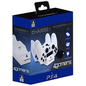 4Gamers - Estación Doble De Carga para Mandos con Kit De Limpieza, Blanco