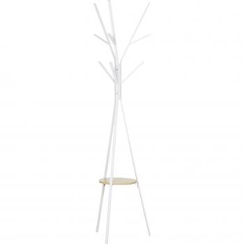 Perchero de Pie Metálico para Colgar Ropa Bolsas 9 Ganchos con Estante Forma de Árbol Perchero Vintage 45x45x180cm Blanco