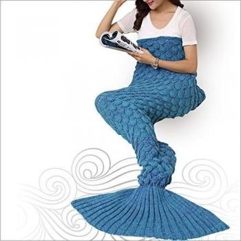 Cola de sirena malemall manta, hecho a mano ganchillo de punto patrón de escalas, Super suave manta de dormir bolsas y # xFF0 C; Estaciones caliente para adultos y niños 71 * 31inch y # xFF08; 180cmx90 cm y # xFF09;