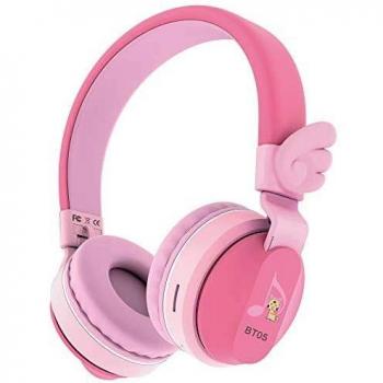 Riwbox BT05 Wings Kids Auriculares inalámbricos Bluetooth sobre la oreja 85dB/103db Control de volumen Niños Auriculares plegables con tarjeta Mic/TF Compatible para iPad/iPhone/PC/escuela