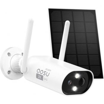 Cámara de Vigilancia Inalámbrica 2K con Batería y Panel Solar, 3MP, Detección AI, Sirena y Audio Bidireccional
