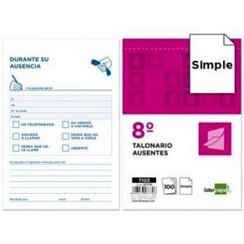Liderpapel - Talonario ausentes octavo 103