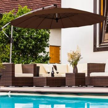 10-Foot Aluminum Solar Tilt Patio Umbrella with Crank and Cross Base