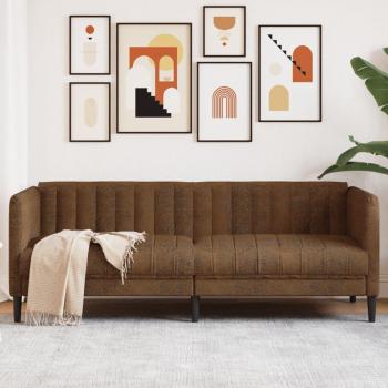 Brown Faux Suede Leather 3-Seater Sofa