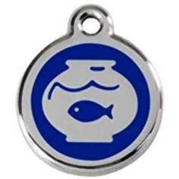 Placa de Identificación para Gato Fish Bowl Navy de Acero Inoxidable - Pequeña (diámetro 2 cm)