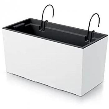 Maceta URBI CASE W Blanca con Depósito y Ganchos de Sujeción, dimensiones 395x185x195 mm