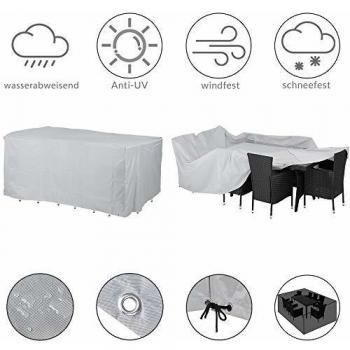 Funda Protectora para Muebles de Jardín 420D Oxford Resistente a Intemperies 308x138x89cm Conjunto 8+1